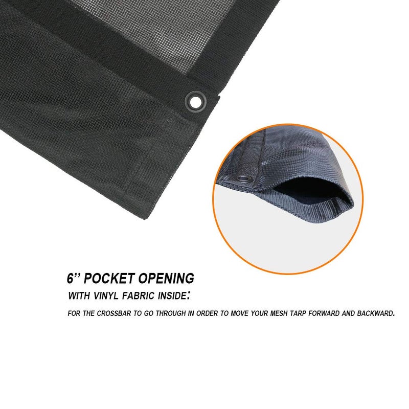 Leaveshade Dump Truck Mesh Tarp 8'X15' -(Black) Heavy Duty Cover with 6'' Pocket Reinforced Double Needle Stitch Webbing Ripping Tearing Stop, No Rust Thicker Brass Grommets - Image 3